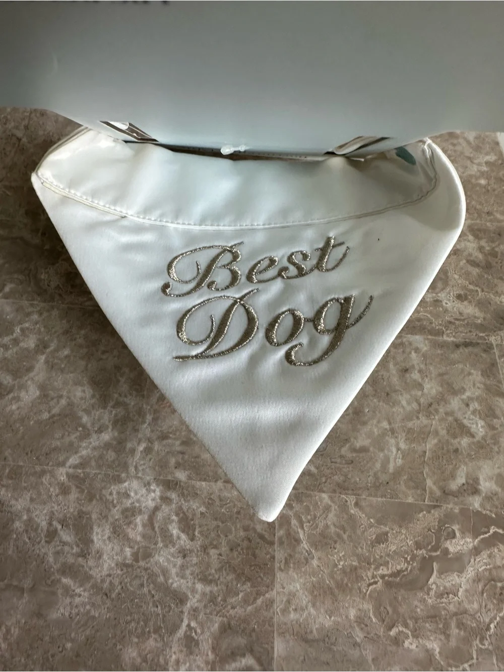 Dog of Honor Reversible Bandana - White with Gold Script